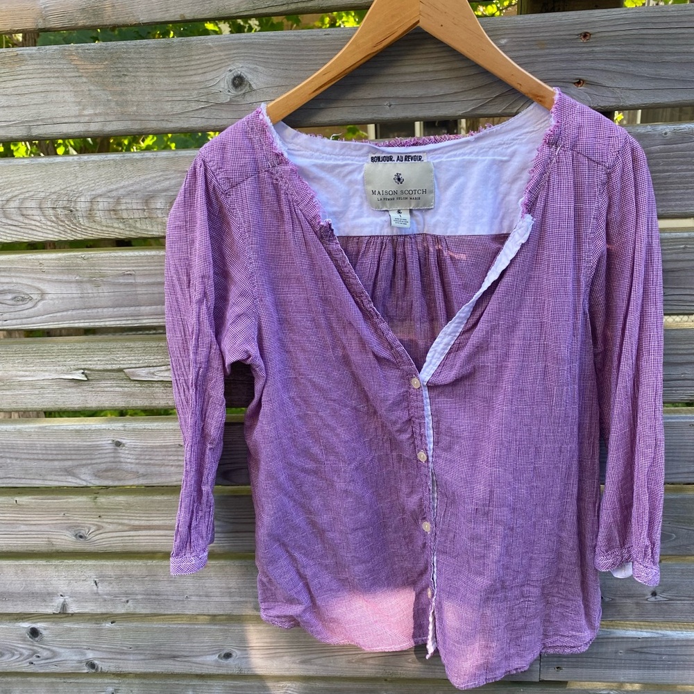 Maison Scotch light purple dress shirt (open v-neck W/buttons)